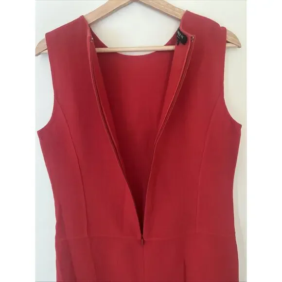Lafayette 148 Sheath Wool Dress Size 6 Red Sleeveless Pockets - Picture 7 of 9